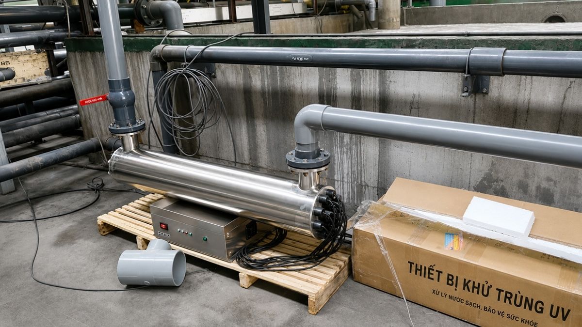 Hình ảnh thực tế thiết bị UV xử lý nước Rama RUD-2B80W